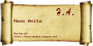 Hess Anita névjegykártya